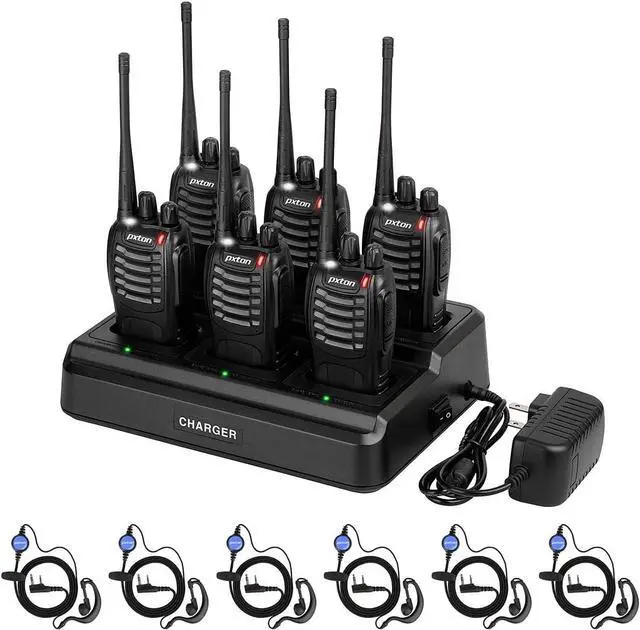 Alt view image 7 of 7 - walkie talkies for Adults Long Range with Upgraded Earpiece,radios walkie talkies Rechargeable Portable Two Way Radios with 6 Way Multi Gang Charger and Li-ion Battery (6 Pack)