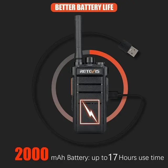 Alt view image 3 of 7 - RB26 2 Way Radio Long Range, 3 Watts 30 Channels GMRS Two-Way Radio, 2000mAh Battery, Repeater Capable, Full Kit with Earpiece Kit, Business Radio for School Retail Hospitality(10 Pack)