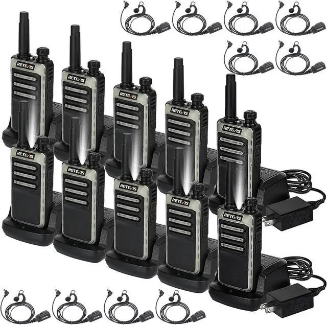 Main image of RB66 Fast Charging Walkie Talkies for Adults,Walkie Talkie with Earpiece,Fluorescent Design,USB-C Charging,Flashlight,2 Way Radio Long Range for Event Property Theme Park Museum(10 Pack)