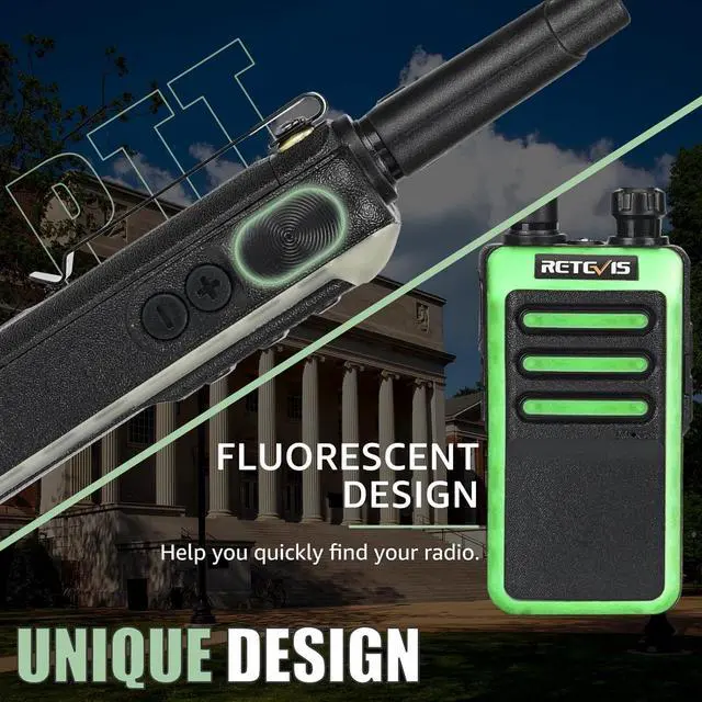 Alt view image 4 of 7 - RB66 Fast Charging Walkie Talkies for Adults,Walkie Talkie with Earpiece,Fluorescent Design,USB-C Charging,Flashlight,2 Way Radio Long Range for Event Property Theme Park Museum(10 Pack)