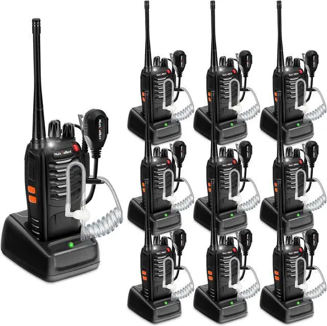 Main image of Talkies Two Way Radio: MaxTalker MT-8S 2 Way Radio Long Range Walkie Talkies with Earpiece, Construction Walkie Talkies Rechargeable for Adults, Walky Talky 10 Pack for Business Education
