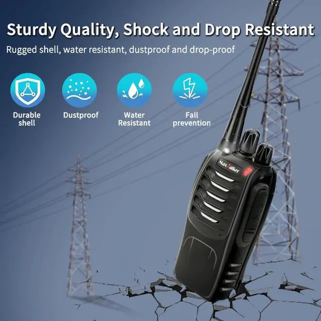 Alt view image 7 of 7 - Talkies Two Way Radio: MaxTalker MT-8S 2 Way Radio Long Range Walkie Talkies with Earpiece, Construction Walkie Talkies Rechargeable for Adults, Walky Talky 10 Pack for Business Education