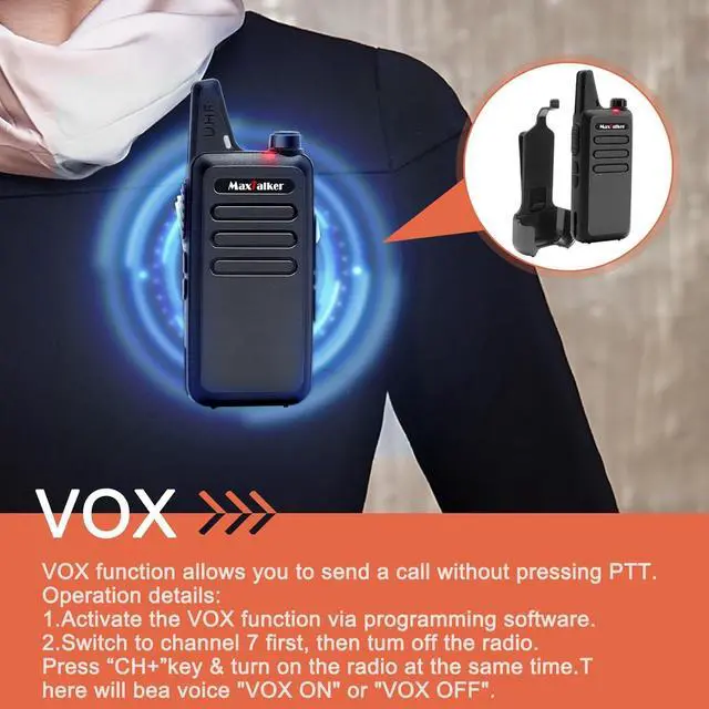Alt view image 6 of 7 - Walkie Talkies Long Range: MaxTalker MT1 Portable FRS Two-Way Radios, Walkie Talkie Earpiece with Mic, Walkie Talkies for Adults Cruise Ship Hiking Hunting Skiing, Walky Talky 4 Pack