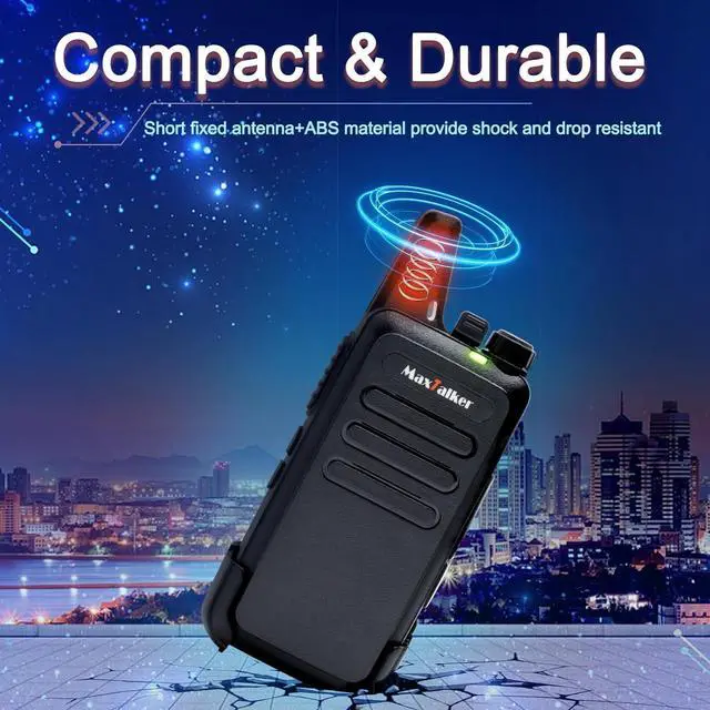 Alt view image 4 of 7 - Walkie Talkies Long Range: MaxTalker MT1 Portable FRS Two-Way Radios, Walkie Talkie Earpiece with Mic, Walkie Talkies for Adults Cruise Ship Hiking Hunting Skiing, Walky Talky 4 Pack