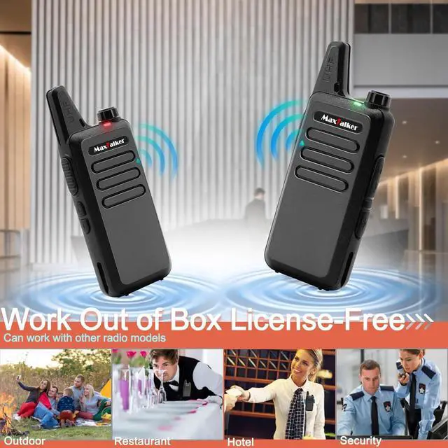 Alt view image 7 of 7 - Walkie Talkies Long Range: MaxTalker MT1 Portable FRS Two-Way Radios, Walkie Talkie Earpiece with Mic, Walkie Talkies for Adults Cruise Ship Hiking Hunting Skiing, Walky Talky 4 Pack