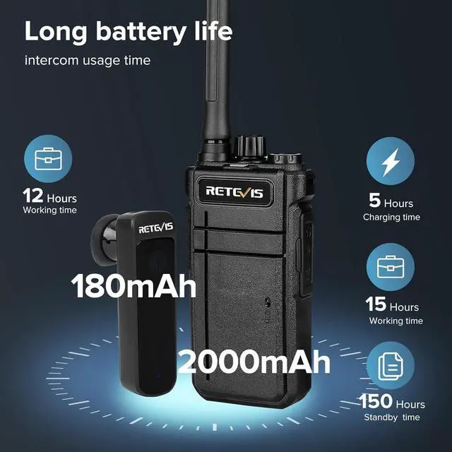 Alt view image 4 of 7 - RB37 Bluetooth Walkie Talkies,Two Way Radio with Earpiece, VOX, 2000mAh, USB-C, with 6 Way Multi Unit Charger, Wireless Walkie Talkie for Security Hospital Retail (6 Pack)