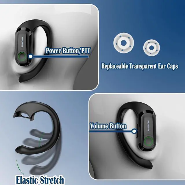 Alt view image 5 of 6 - Wireless Headset with 2 Pin Dongle for K Connector Walkie Talkeis, Hands-Free Wireless Two Way Radio Earpiece with Mic Speaker, for School Business Church Hotels (Radios not Inclued)