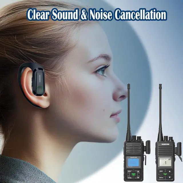 Alt view image 6 of 6 - Wireless Headset with 2 Pin Dongle for K Connector Walkie Talkeis, Hands-Free Wireless Two Way Radio Earpiece with Mic Speaker, for School Business Church Hotels (Radios not Inclued)