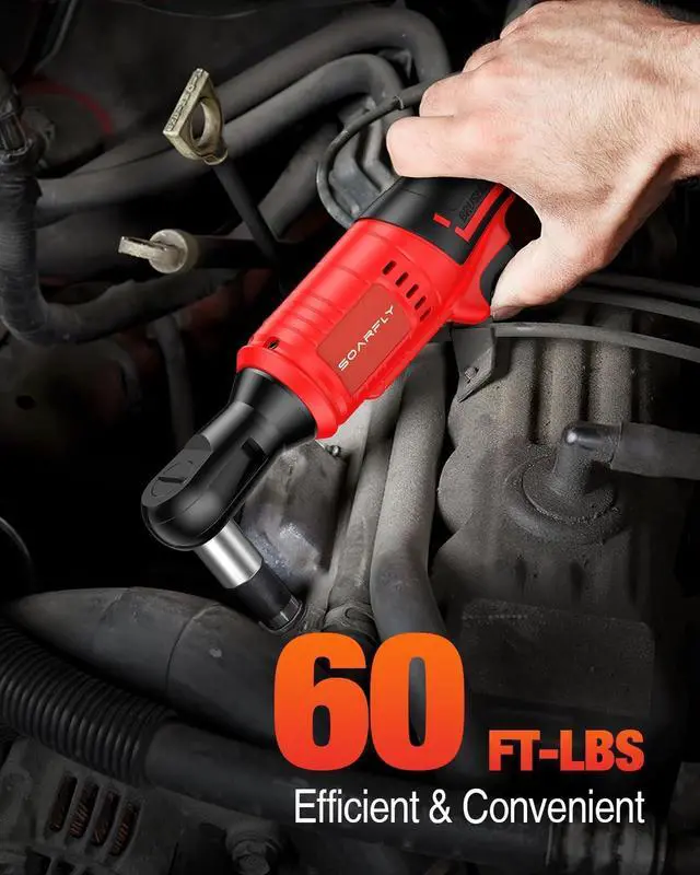 Alt view image 4 of 7 - Electric Ratchet Wrench Set 3/8", Upgraded 60 Ft-lbs 21V Powerful Ratchet Tool Kit, With LED Light Cordless Ratchet,Variable Speed,7 Sockets, 3" Extension Bar, 1/4" Adapter, 2*2000mAh Battery