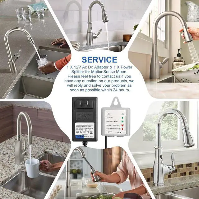 Alt view image 7 of 7 - AC Power Cord Adapter Kit 169031 for Moen MotionSense Kitchen Faucets, Kitchen Faucet Charger Power Replacement Kit