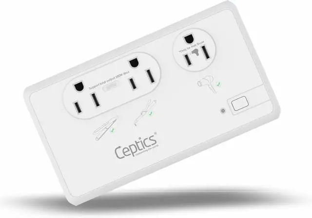 Alt view image 3 of 3 - Voltage Converter for Travel, 220V to 110V Converter w/Type C, E/F, G, I Plugs, 2000W Outlet for Hair Dryers, 4 USB w/ 1 USB-C PD 18W Fast Charge, for Curling Iron, Straightener, Chargers