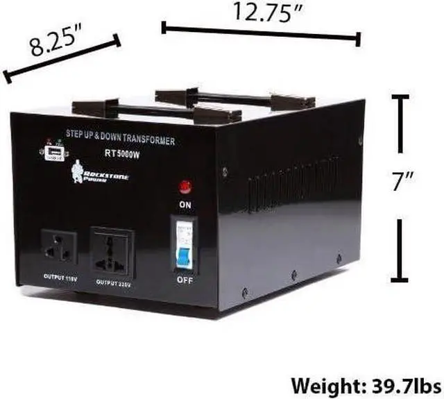 Alt view image 3 of 7 - 5000 Watt Voltage Converter Transformer - Heavy Duty Step Up/Down AC 110V/120V/220V/240V Power Converter - Circuit Breaker Protection  DC 5V USB Port - CE Certified [3-Year Warranty]