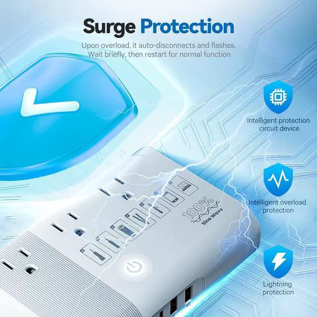 Alt view image 6 of 7 - 220V to 110V Voltage Converter, Max 500W Pure Sine Wave Voltage Converter US to Europe, International Universal Power Adapter Plug Combo for CPAP Hair Straightener Laptop Cell Phone