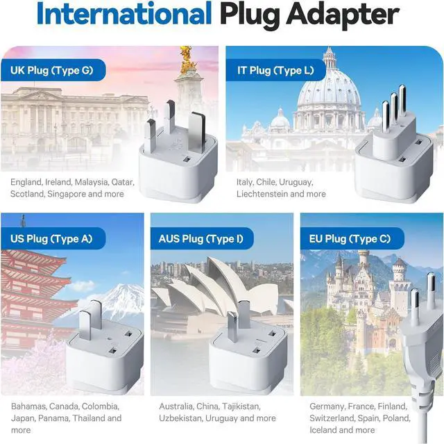 Alt view image 7 of 7 - 220V to 110V Voltage Converter, Max 500W Pure Sine Wave Voltage Converter US to Europe, International Universal Power Adapter Plug Combo for CPAP Hair Straightener Laptop Cell Phone