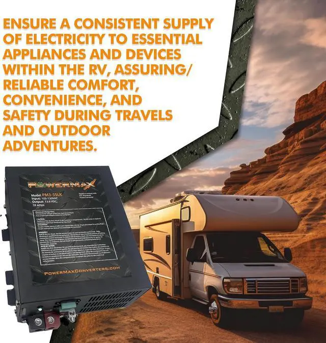 Alt view image 5 of 7 - PM3-55 RV Power Converter | High-Performance 110 Volt to 12 Volt DC Power Supply Charger w/ 55 Amp Capacity | Ideal for Efficient & Reliable Power Management in Recreational Vehicles