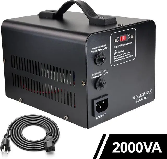 Alt view image 2 of 7 - 2000W Step Up/Down Transformer,Convert 110/120V to 220/240 Volt OR Convert 220V to 110V Voltage Converter with 2US&2 EU outlets
