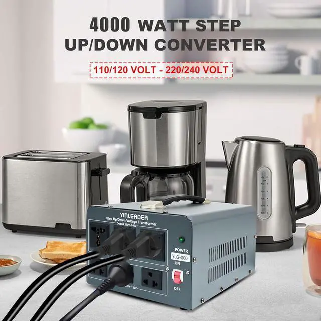 Alt view image 3 of 7 - 110V to 220V Voltage Converter Transformer 4000W Step Up/Down 110/120-220/240V with US and Universal Outlet,Resettable Circuit Breaker