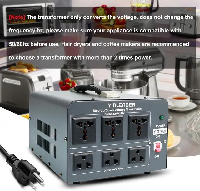 Alt view image 5 of 7 - 110V to 220V Voltage Converter Transformer 4000W Step Up/Down 110/120-220/240V with US and Universal Outlet,Resettable Circuit Breaker