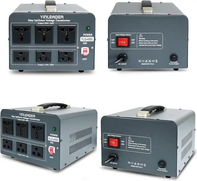 Alt view image 7 of 7 - 110V to 220V Voltage Converter Transformer 4000W Step Up/Down 110/120-220/240V with US and Universal Outlet,Resettable Circuit Breaker