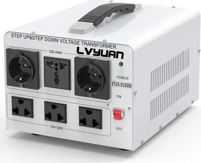 Main image of 3000W Voltage Transformer Power Converter Step Up 110V to 220V, Step Down 220V to 110V, 110/120 Volt - 220/240 Volt