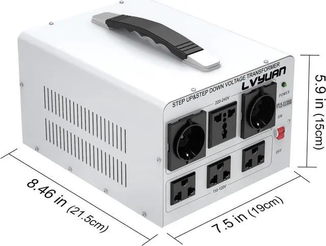 Alt view image 3 of 7 - 3000W Voltage Transformer Power Converter Step Up 110V to 220V, Step Down 220V to 110V, 110/120 Volt - 220/240 Volt