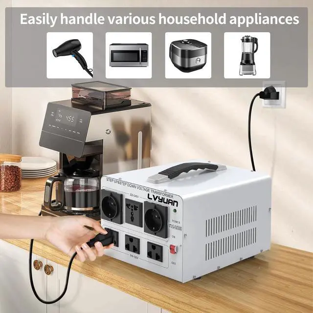 Alt view image 5 of 7 - 3000W Voltage Transformer Power Converter Step Up 110V to 220V, Step Down 220V to 110V, 110/120 Volt - 220/240 Volt