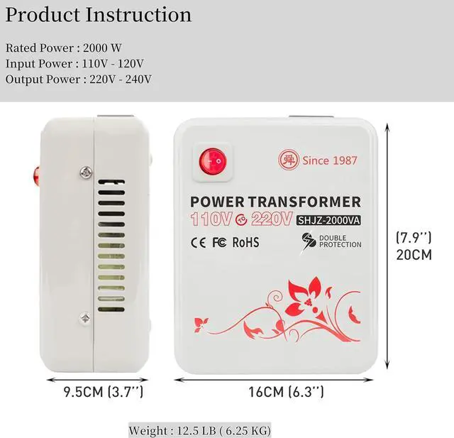 Alt view image 2 of 6 - 2000W Step Up Voltage Converter 110v to 220v, Step Up Voltage Transformer 110v-120v to 220v-240v with Temperature Control Protection for Asian European Household Appliances Using in US