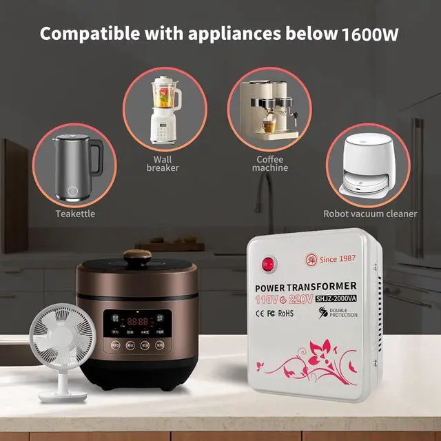 Alt view image 4 of 6 - 2000W Step Up Voltage Converter 110v to 220v, Step Up Voltage Transformer 110v-120v to 220v-240v with Temperature Control Protection for Asian European Household Appliances Using in US