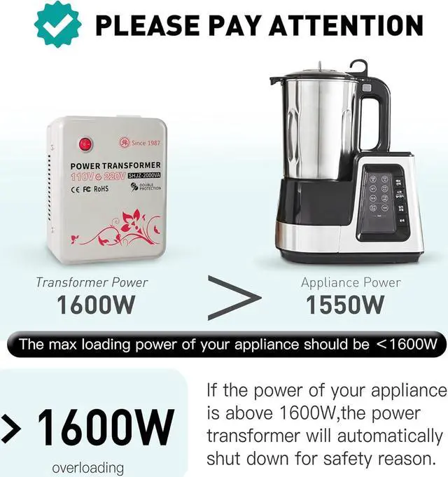 Alt view image 5 of 6 - 2000W Step Up Voltage Converter 110v to 220v, Step Up Voltage Transformer 110v-120v to 220v-240v with Temperature Control Protection for Asian European Household Appliances Using in US