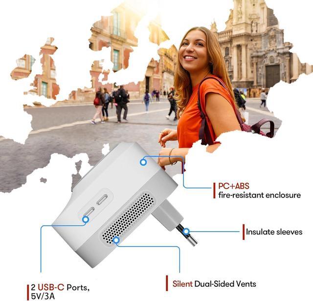 NIB Mapambo 220V To 110V Voltage Converter US To Europe With 2 USB Port