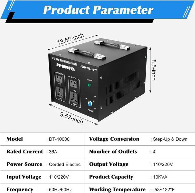 Alt view image 3 of 7 - 10KW Voltage Converter Transformer Step Up/Down 110V/220V Heavy Duty Voltage Converter 10000W USB Transformers Power Converter Circuit Breaker