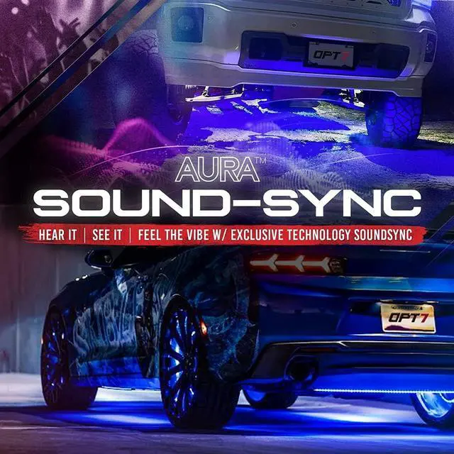 Alt view image 6 of 7 - Aura Aluminum LED Underglow Kit for Car with Remote Control, Exterior Neon Accent Under Glow Lights, Rigid Waterproof Strip Lights, Music Soundsync Mode, Multicolor RGB Light Bars