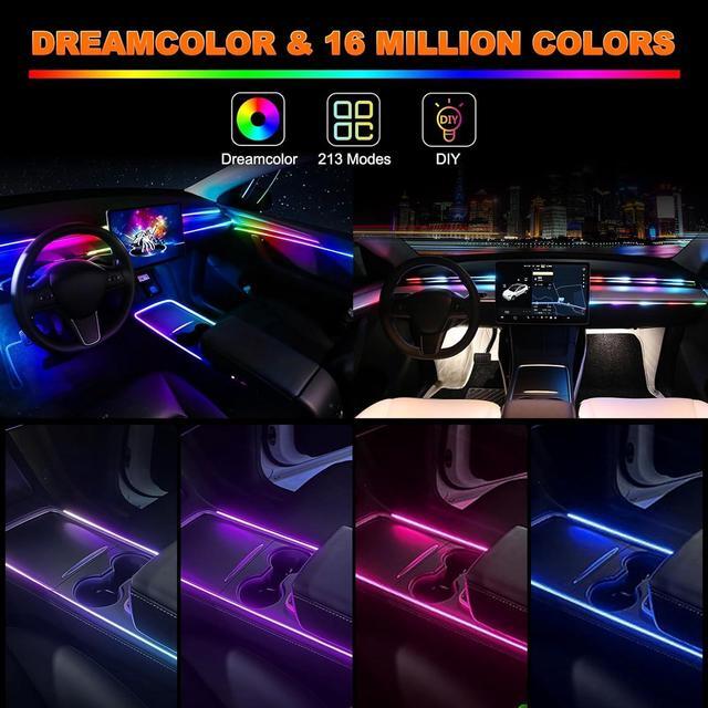 Alt view image 2 of 7 - Interior Car LED Strip Lights, Acrylic LED Lights for Car with Dynamic Dreamcolor Chasing, 10 in 1 Car Ambient Lighting Kits, 176 inches 612 LEDs Music Sync Wireless APP and RF Remote Control