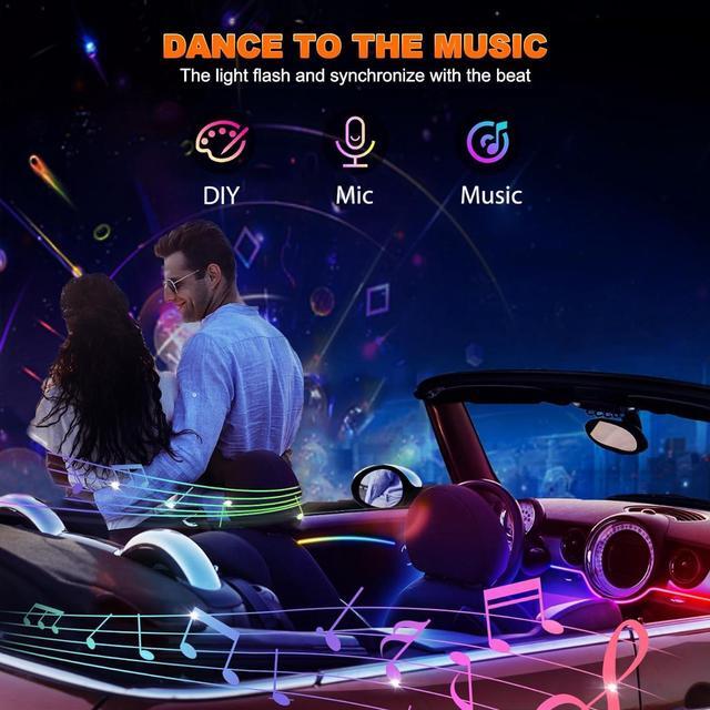 Alt view image 5 of 7 - Interior Car LED Strip Lights, Acrylic LED Lights for Car with Dynamic Dreamcolor Chasing, 10 in 1 Car Ambient Lighting Kits, 176 inches 612 LEDs Music Sync Wireless APP and RF Remote Control