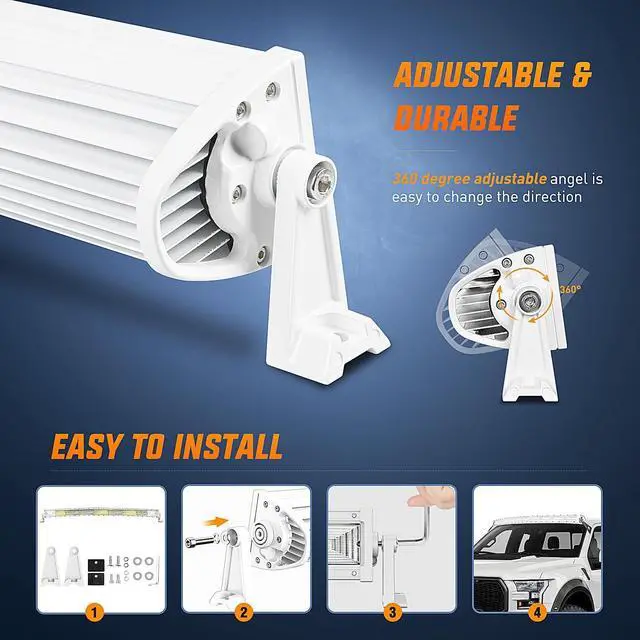 Alt view image 6 of 7 - Marine LED Light Bar Navigation Lights 52 Inch Curved White Spot Flood Combo Ponton Boat Deck Dock Lights for Night Fishing T-top Stern Yacht Sailboat Trucks Tractors