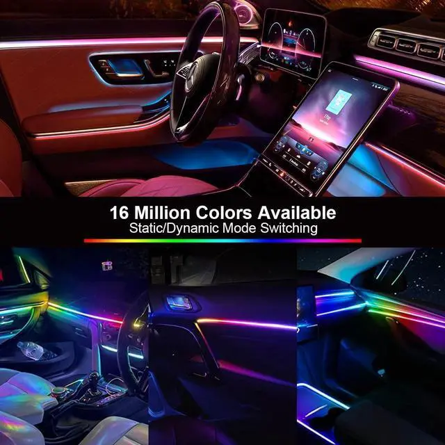 Alt view image 2 of 7 - Acrylic Interior Car LED Strip Light,RGB 18 in 1 Ambient Lighting Car with Wireless APP,175 Inches 600 LED Music Sync Car Led Lights Kits,16 Million Car Interior Lights