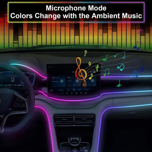 Alt view image 6 of 7 - Acrylic Interior Car LED Strip Light,RGB 18 in 1 Ambient Lighting Car with Wireless APP,175 Inches 600 LED Music Sync Car Led Lights Kits,16 Million Car Interior Lights