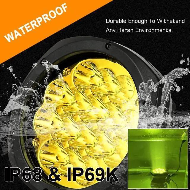 Alt view image 6 of 6 - 5 Inch Pair 160W Amber Round LED Offroad Lights 18800LM Amber Yellow OffRoad Lights Super Bright Amber Driving lights Fog Lights Waterproof IP68 for Trucks Pickup 4x4 SUV ATV UTV