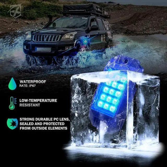 Alt view image 3 of 7 - RGB Bluetooth Rock Lights Kit, Multicolor Neon Lighting Cars Underglow Footwell Wheel Well Light Pods, w/RF Remote Controller for Off-Road, Trucks, UTV, ATV, SUV, RZR, Motorcycles, Boat 8 PCS