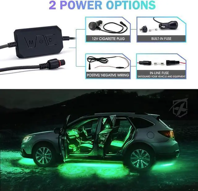 Alt view image 3 of 7 - 8Pcs Car RGB LED Strip Lights, Exterior Underglow & Interior Bluetooth Lights Kit, APP Control & Wireless Remote, Music Sync, Underbody Inside Neon Ambient Lighting Strips for Cars SUV Truck