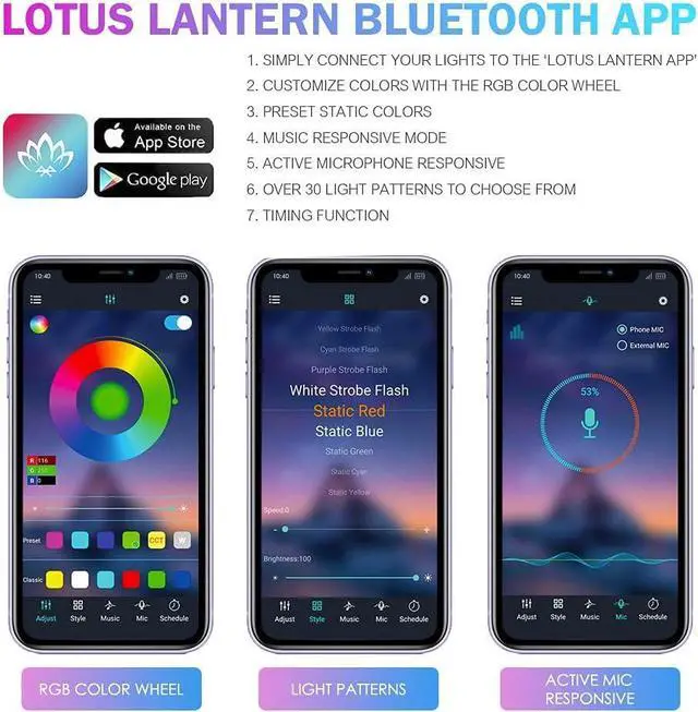 Alt view image 6 of 7 - 8Pcs Car RGB LED Strip Lights, Exterior Underglow & Interior Bluetooth Lights Kit, APP Control & Wireless Remote, Music Sync, Underbody Inside Neon Ambient Lighting Strips for Cars SUV Truck
