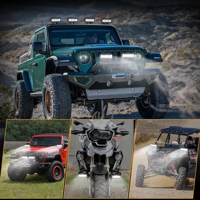 Alt view image 5 of 7 - 5in 68W Offroad Driving Lights, 6800LM Side Shooter LED Light Bar with White Spot Flood Combo Beam, Waterproof Offroad Fog Light for UTV ATV Jeep Wrangler Motor Truck Boat