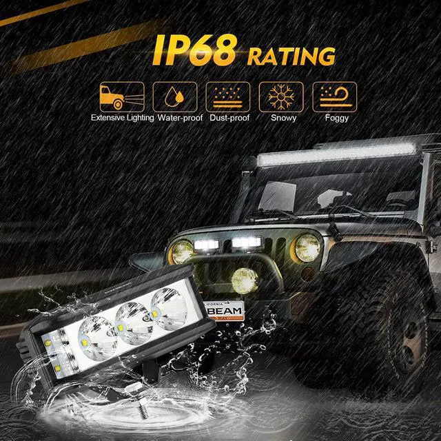 Alt view image 6 of 7 - 5in 68W Offroad Driving Lights, 6800LM Side Shooter LED Light Bar with White Spot Flood Combo Beam, Waterproof Offroad Fog Light for UTV ATV Jeep Wrangler Motor Truck Boat
