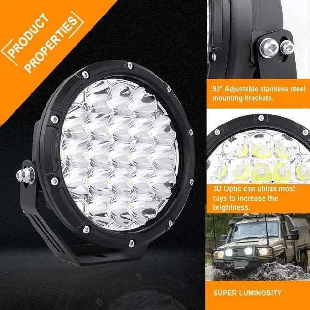 Alt view image 3 of 7 - Round LED Offroad Lights 7inch 2pcs 210W 32000LM LED Off Road Lights Super Bright Amber Offroad Lights Driving Lights Spot with Wiring Harness IP68 for Trucks Pickup ATV UTV SUV