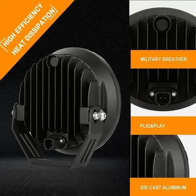 Alt view image 4 of 7 - Round LED Offroad Lights 7inch 2pcs 210W 32000LM LED Off Road Lights Super Bright Amber Offroad Lights Driving Lights Spot with Wiring Harness IP68 for Trucks Pickup ATV UTV SUV