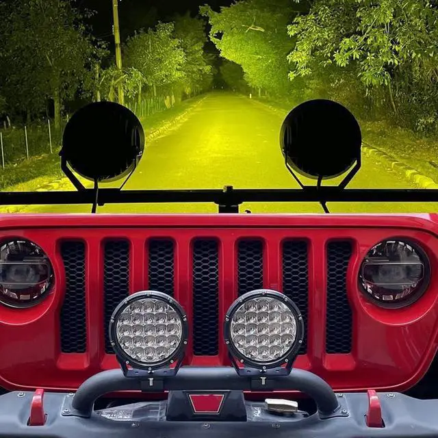 Alt view image 6 of 7 - Round LED Offroad Lights 7inch 2pcs 210W 32000LM LED Off Road Lights Super Bright Amber Offroad Lights Driving Lights Spot with Wiring Harness IP68 for Trucks Pickup ATV UTV SUV