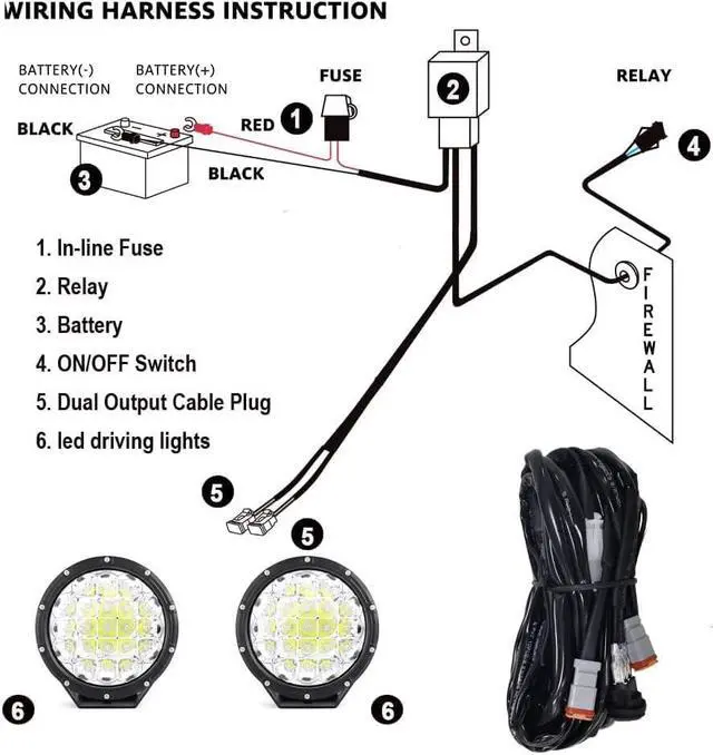 Alt view image 7 of 7 - Round LED Offroad Lights 7inch 2pcs 210W 32000LM LED Off Road Lights Super Bright Amber Offroad Lights Driving Lights Spot with Wiring Harness IP68 for Trucks Pickup ATV UTV SUV