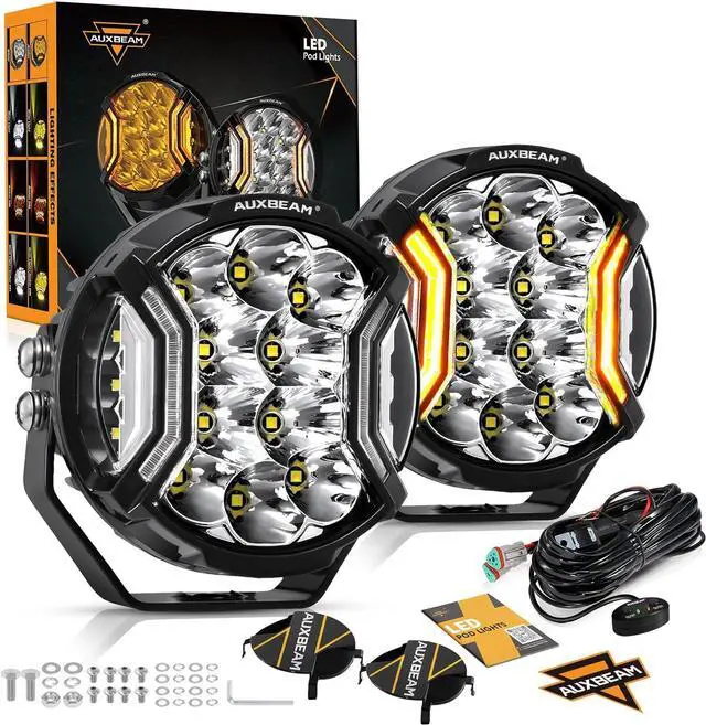 Main image of 5In V-Ultra Series 172W LED Light Pods, Offroad Round Driving Light with Amber DRL, 270° Wide Range Super Bright Side Shooter White Hyper Spot Beam Universal Lights with Black Cover-2PCS