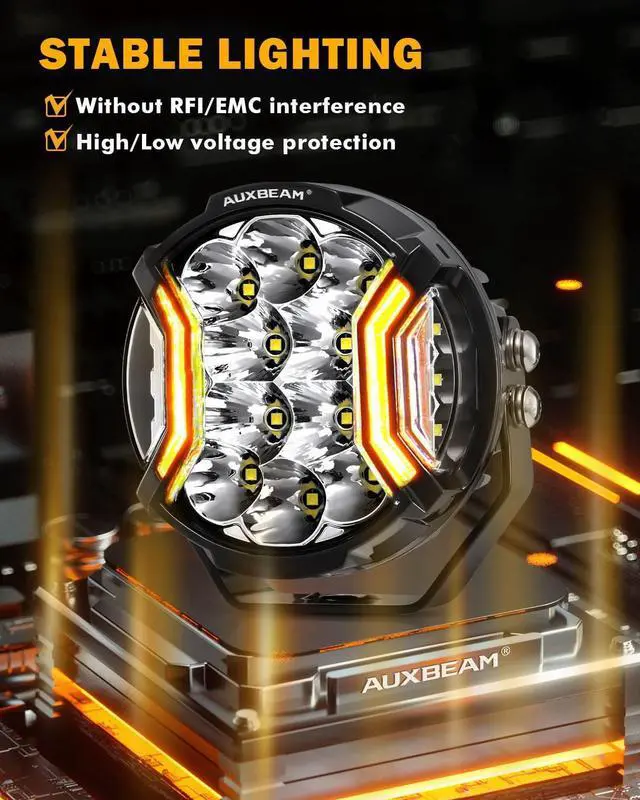 Alt view image 6 of 7 - 5In V-Ultra Series 172W LED Light Pods, Offroad Round Driving Light with Amber DRL, 270° Wide Range Super Bright Side Shooter White Hyper Spot Beam Universal Lights with Black Cover-2PCS