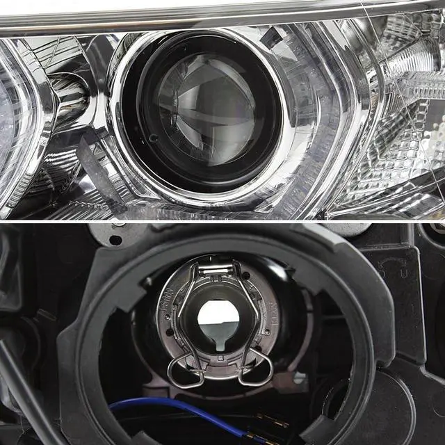 Alt view image 3 of 7 - For BMW F30 3-Series 4 Doors Sedan Chrome Clear Factory Halogen Type Dual U-Halo Ring LED Projector Headlights